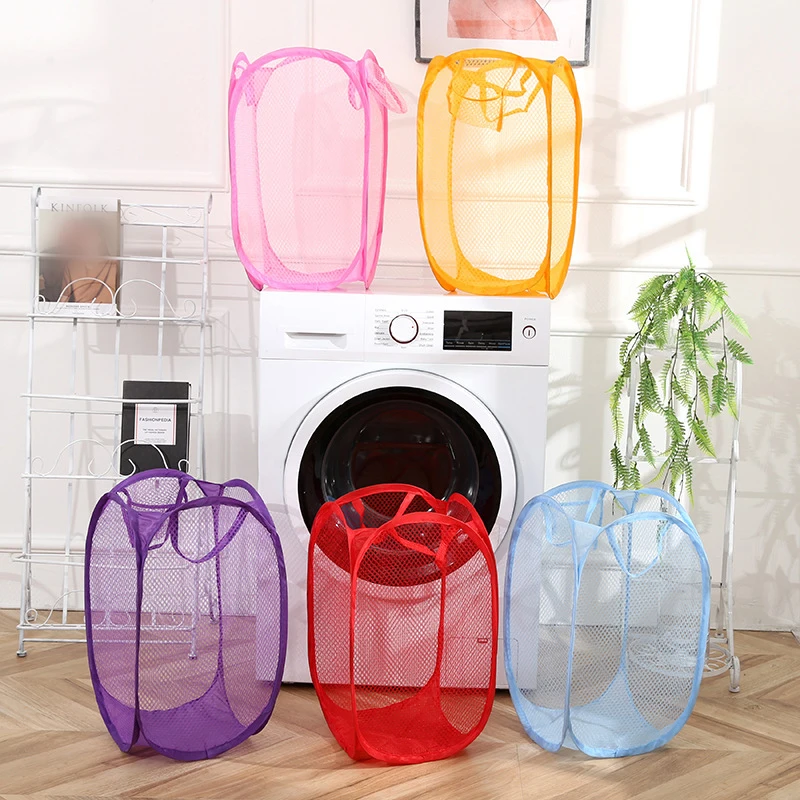 Foldable Hand-Held Laundry Basket Dirty Clothes Storage Grid Basket Household Organizer for Clothes Home Storage Toy Basket