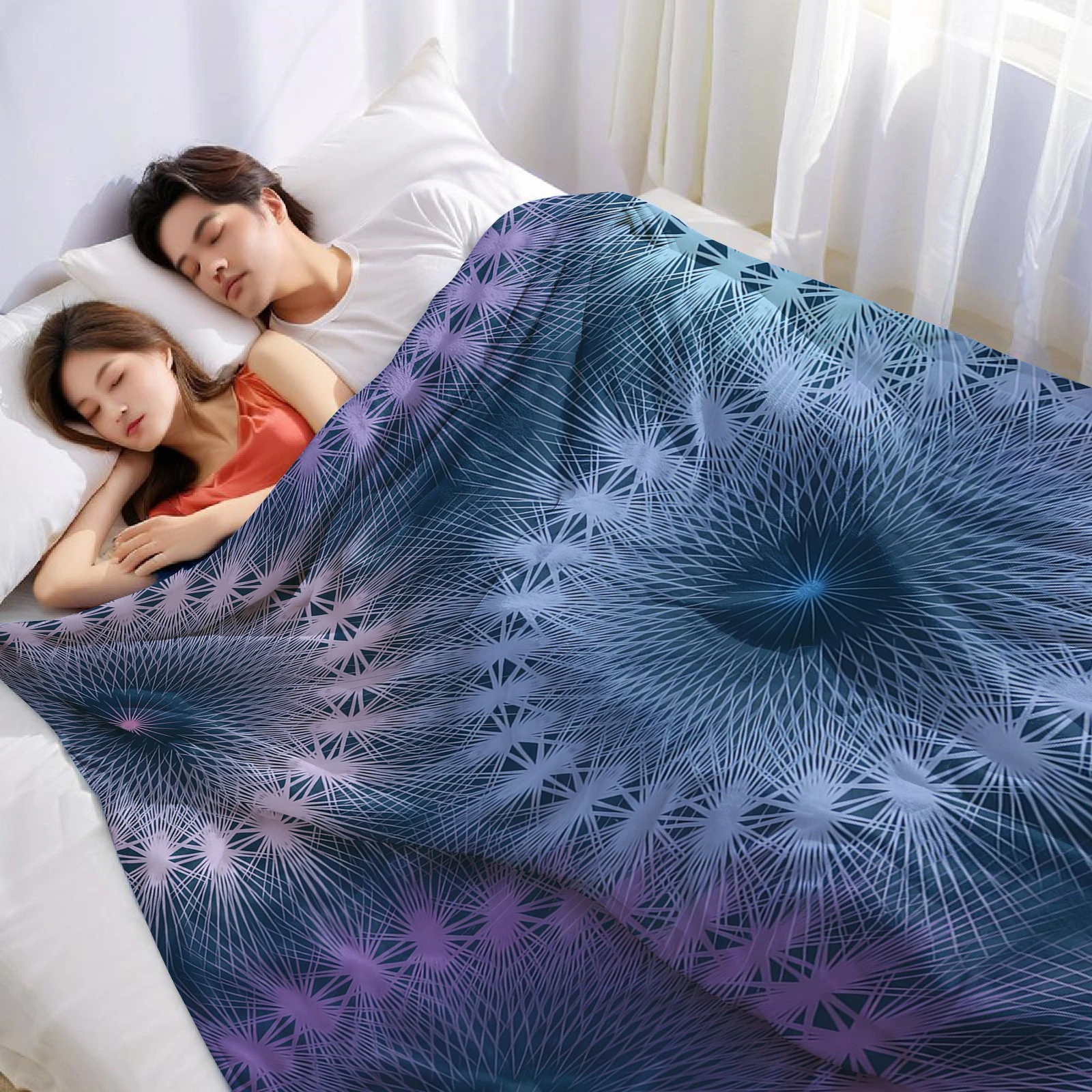 Mandala Burst Lightweight Microfiber Soft Christmas Fleece Blanket Warm Cozy Throw for Bed Sofa Office Travel All Season