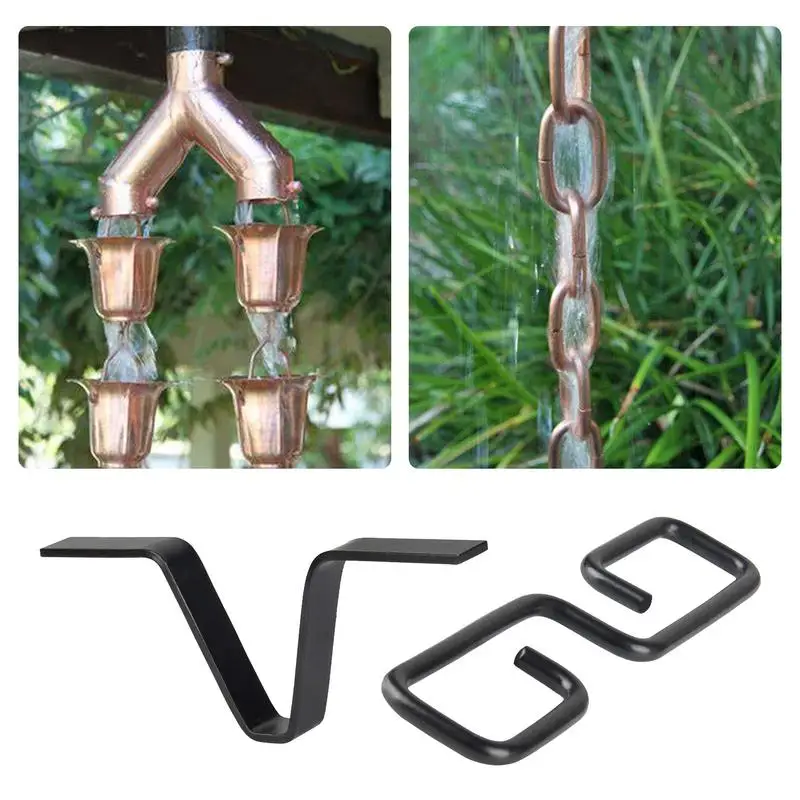 Rain Chain Gutter Adapter Hook Iron Rustproof Rain Chain Downspout Outlet Accessories Gutter Downspout