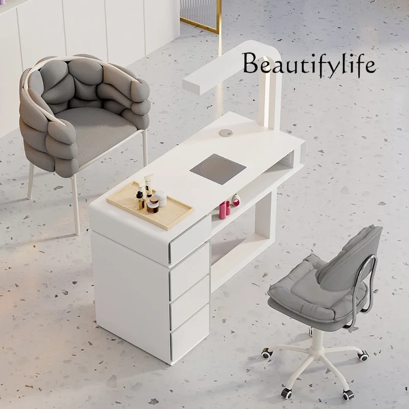 WM مسمار الفن الجدول وكرسي مجموعة خاصة واحدة ومزدوجة متعددة الوظائف ضوء فاخر مسمار الفن الجدول كريم نمط