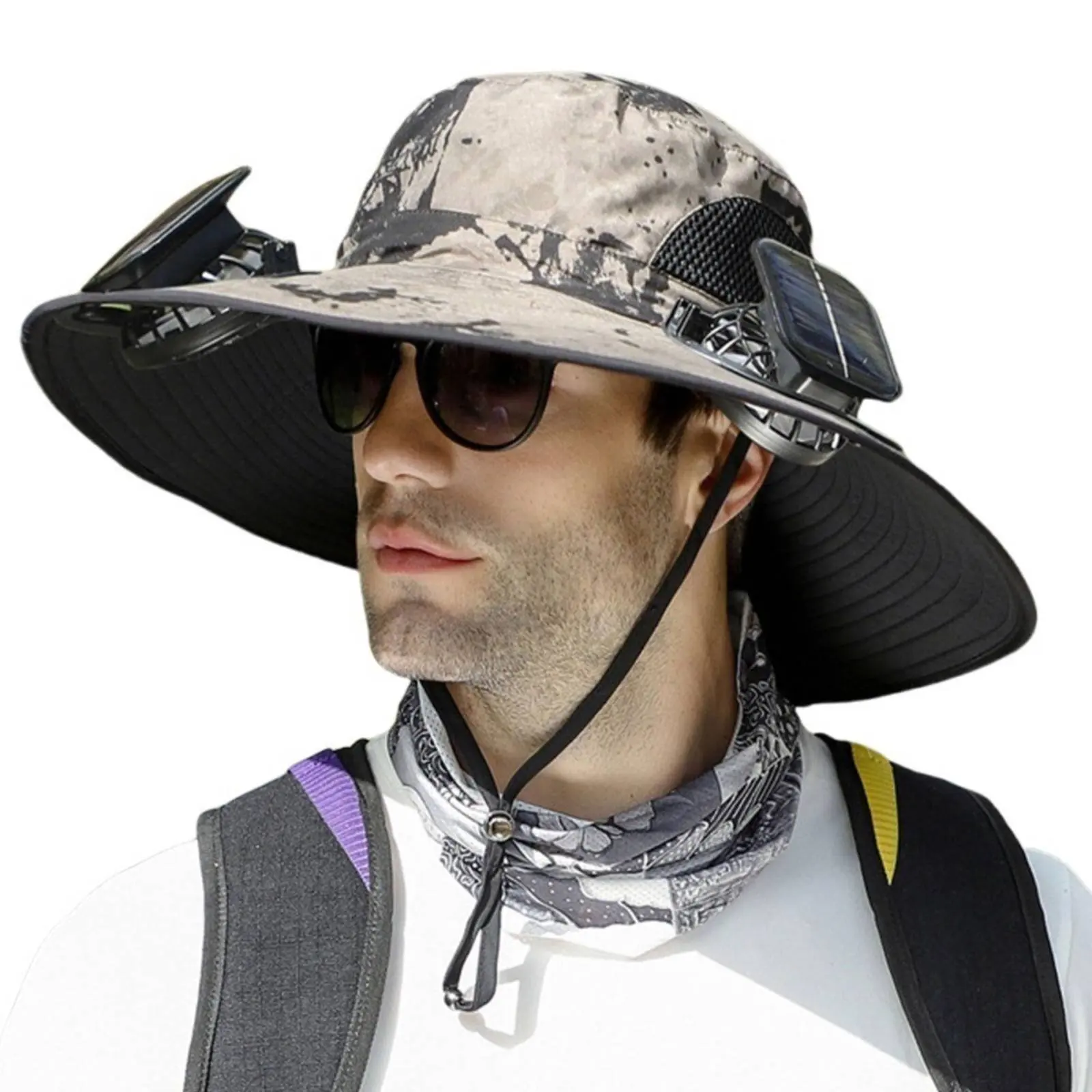 Solar Powered Fan Hat Breathable Material Misting Fan Hat Sun Protection Gear Gender-Neutral Design Water for Camping, Gardening