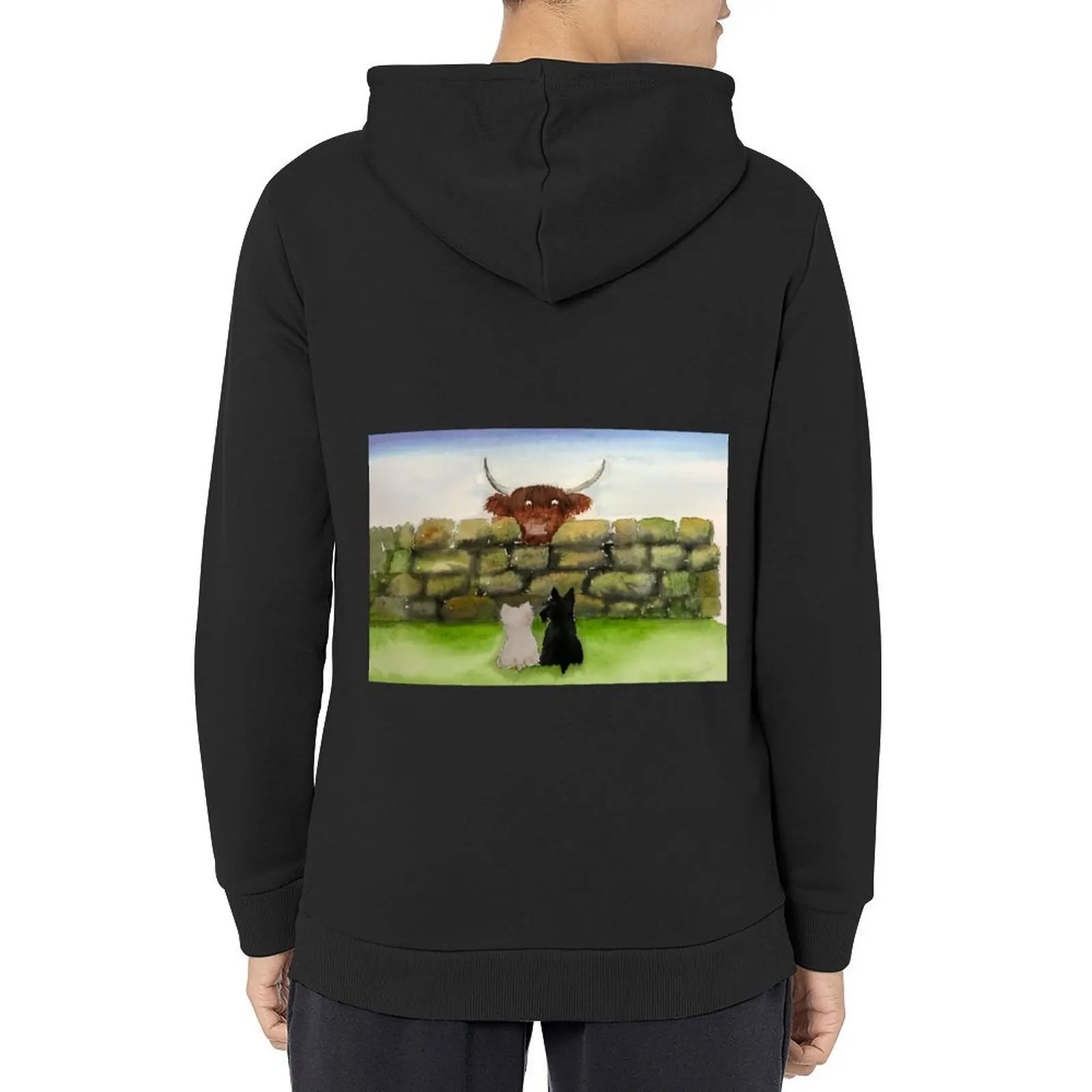 

Scottie Dog, Westie Terrier Dog & Highland Cow 'Highland Boo' Hoodie men's sweat-shirt japanese style autumn oversized hoodie