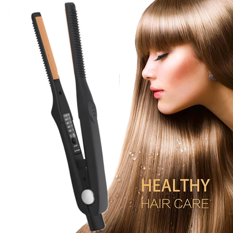 Electric adjustable temperature two-in-one ultra-thin and voluminous ceramic flat iron for straightening and curling short hair