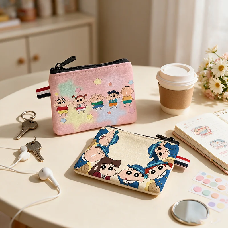 Crayon Shin-chan Cartoon-Tasche, Münzbörse, einfache Geldbörse, große Kapazität, einfache Aufbewahrungstasche, Kosmetiktasche für Männer und Frauen, Studenten