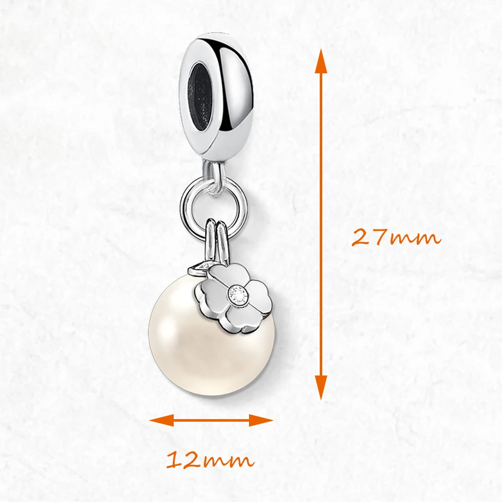 Charm Pendant Pearl & CloverLeaf Women Brand New Trendy 925 Sterling Silver Gift