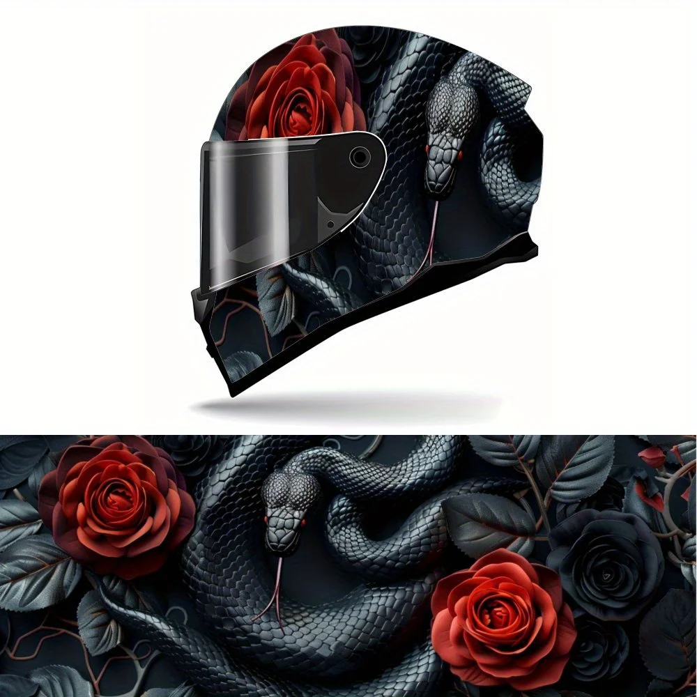 

Змея и роза, темная и крутая виниловая пленка для мотоциклетного шлема из ПВХ, самоклеящаяся водонепроницаемая наклейка, декоративная пленка против царапин f