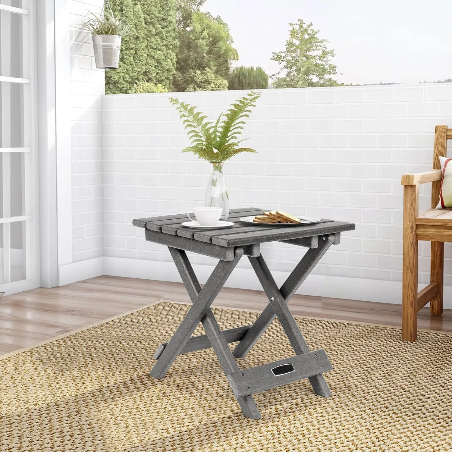 Modern Foldable Outdoor Dining & Camping Table HDPE Material Waterproof Stackable Lightweight UV-Resistant Durable Easy to Carry