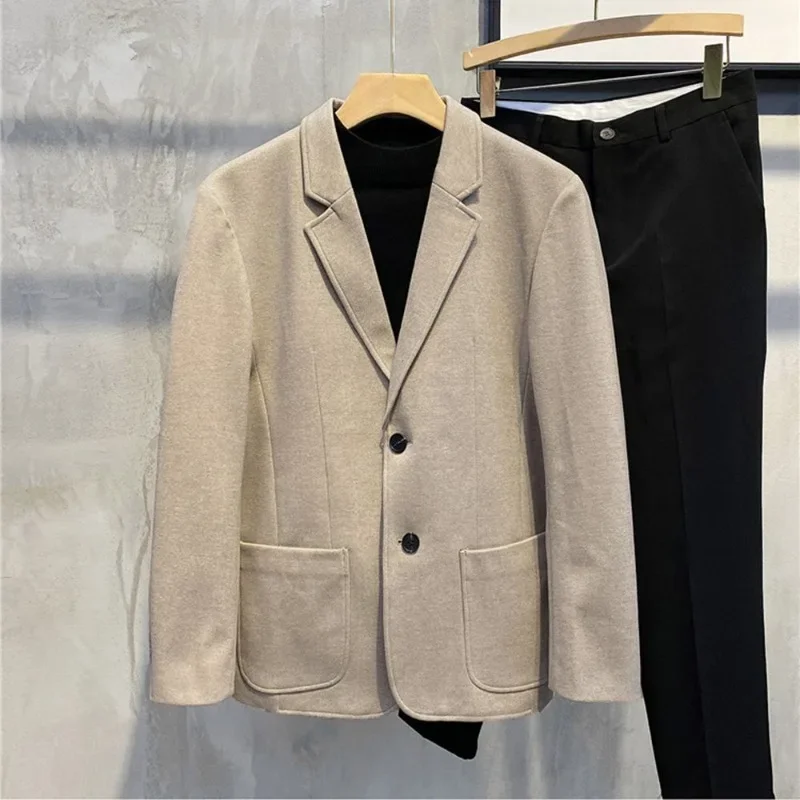 

Winter Single Breasted Male Blazer Korean Style Clothes Gentleman Casual Trendy 2025 Coat High Quality New in Men's Suit Jackets