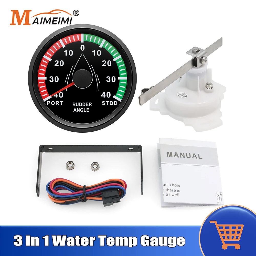 

85mm Sail Boat Rudder Angle Indicator With Sensor 0-190 ohm For Yacht Boat Marine Waterproof IP67 Red LED Rudder Angle Gauge
