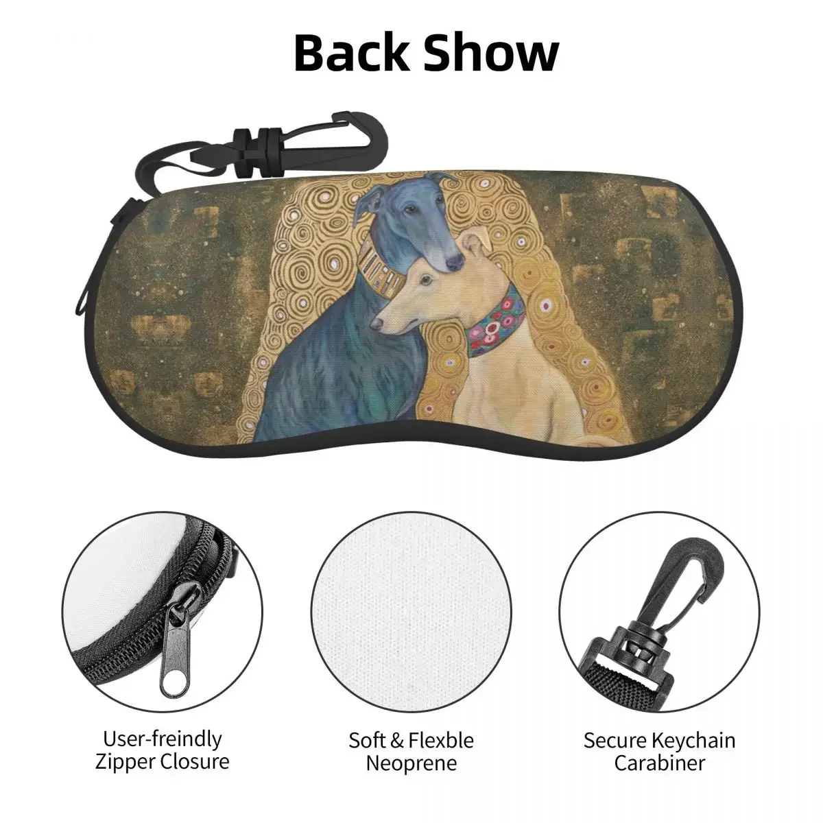 Estuche de gafas de Arte de perro galgo Gustav Klimt personalizado, estuche de gafas de sol elegante, estuche de concha de perro Sihthound