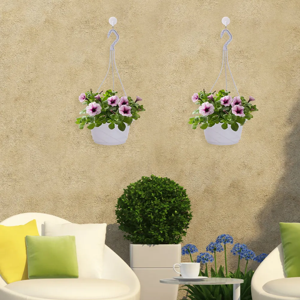 6 Sets Hanging Flower Holder Basket Pots Indoor Planter Flowers Plants Baskets Flowerpot Plastic Garden Hangers