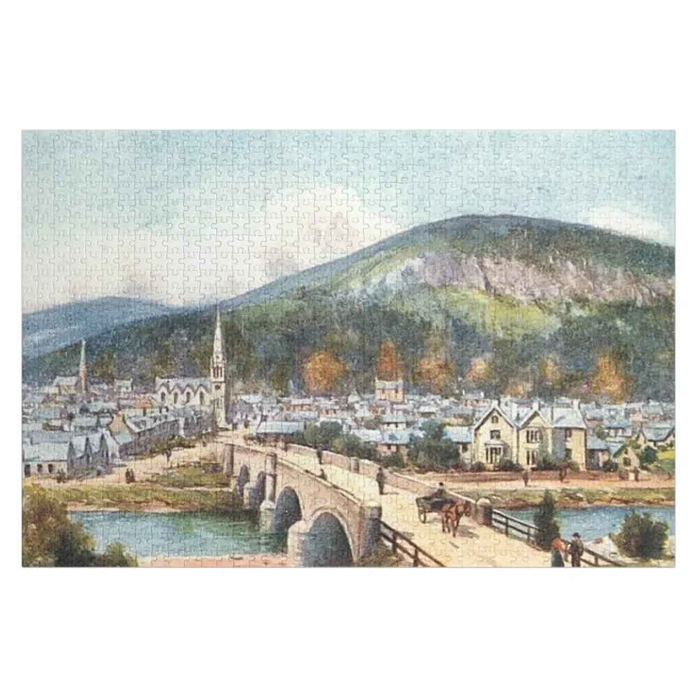 Vintage Illustration of Ballater, Royal Deeside Jigsaw Puzzle Personalized Toys Personalized Photo Gift Puzzle