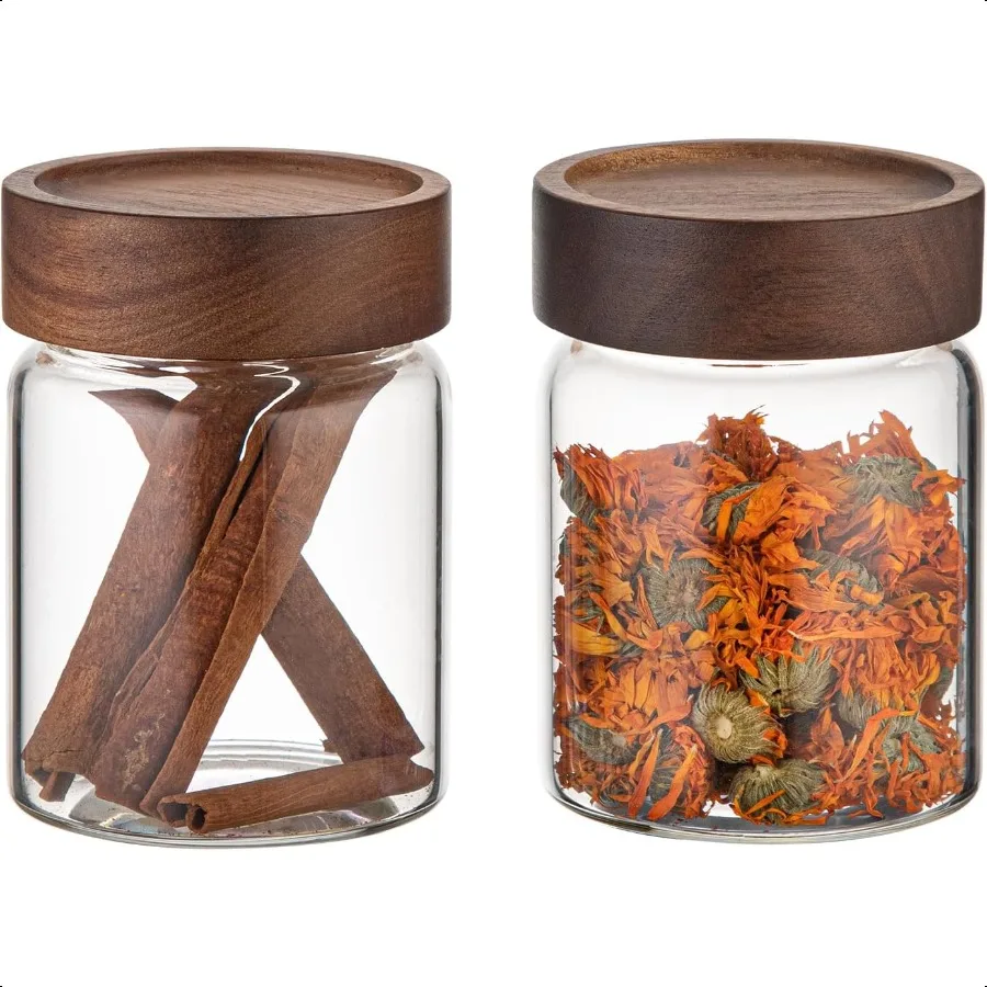 

Small Glass Coffee Jars with Top Screw Lid Round Storage Canister Clear Glass Food Jar for Pantry Sugar Tea Coffee Bean Spice N