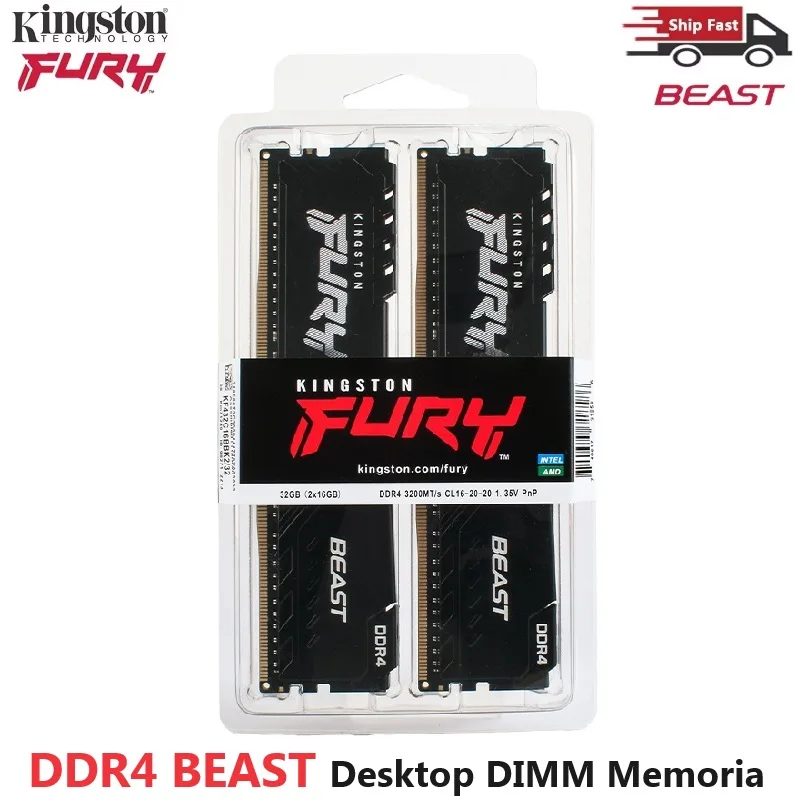 

Kingston BEAST DDR4 DIMM RAM 16GB(2x8GB) 32GB (2x16GB) Kit Desktop Memoria 2666MHz 3200MHz 288Pin DESKTOP Ram For Desktop Memory