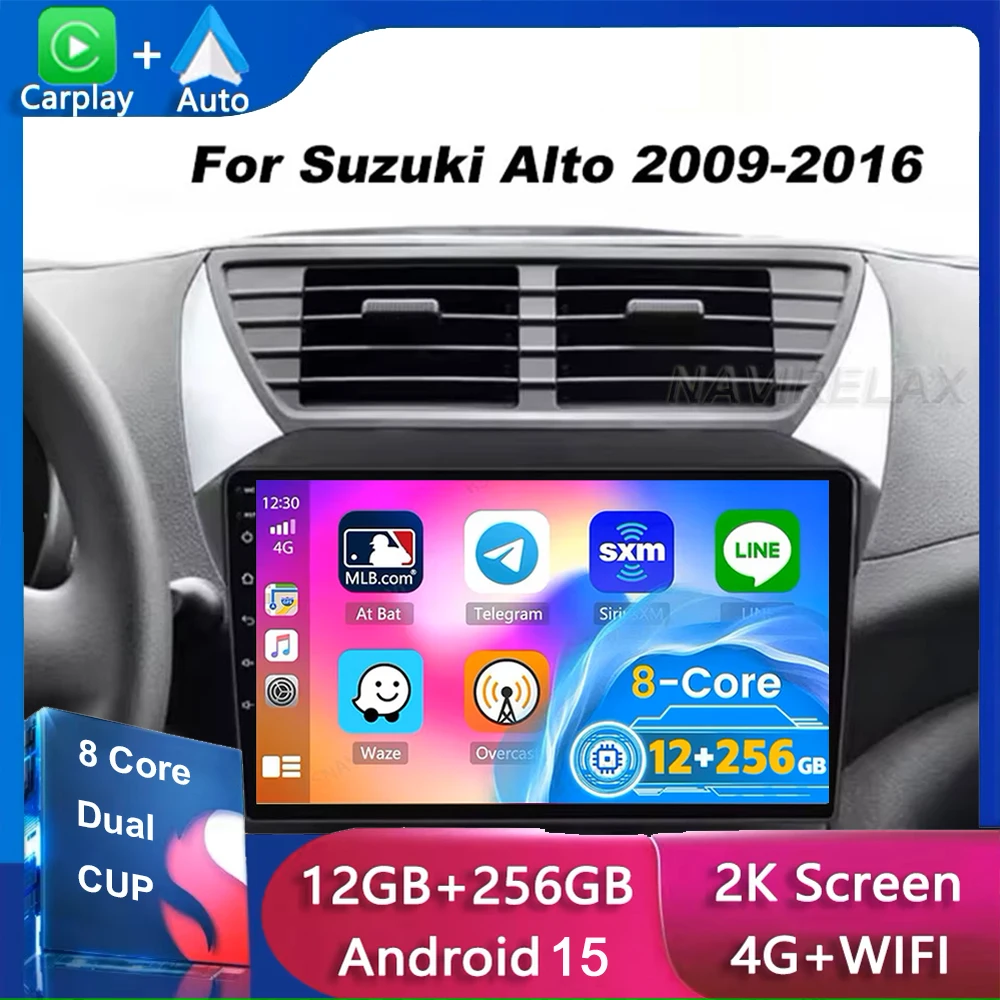 

Автомобильное радио Android 15 Carplay для Suzuki Alto 2009 2010 2011 2012 2013-2017 навигация GPS мультимедийный видеоплеер стерео