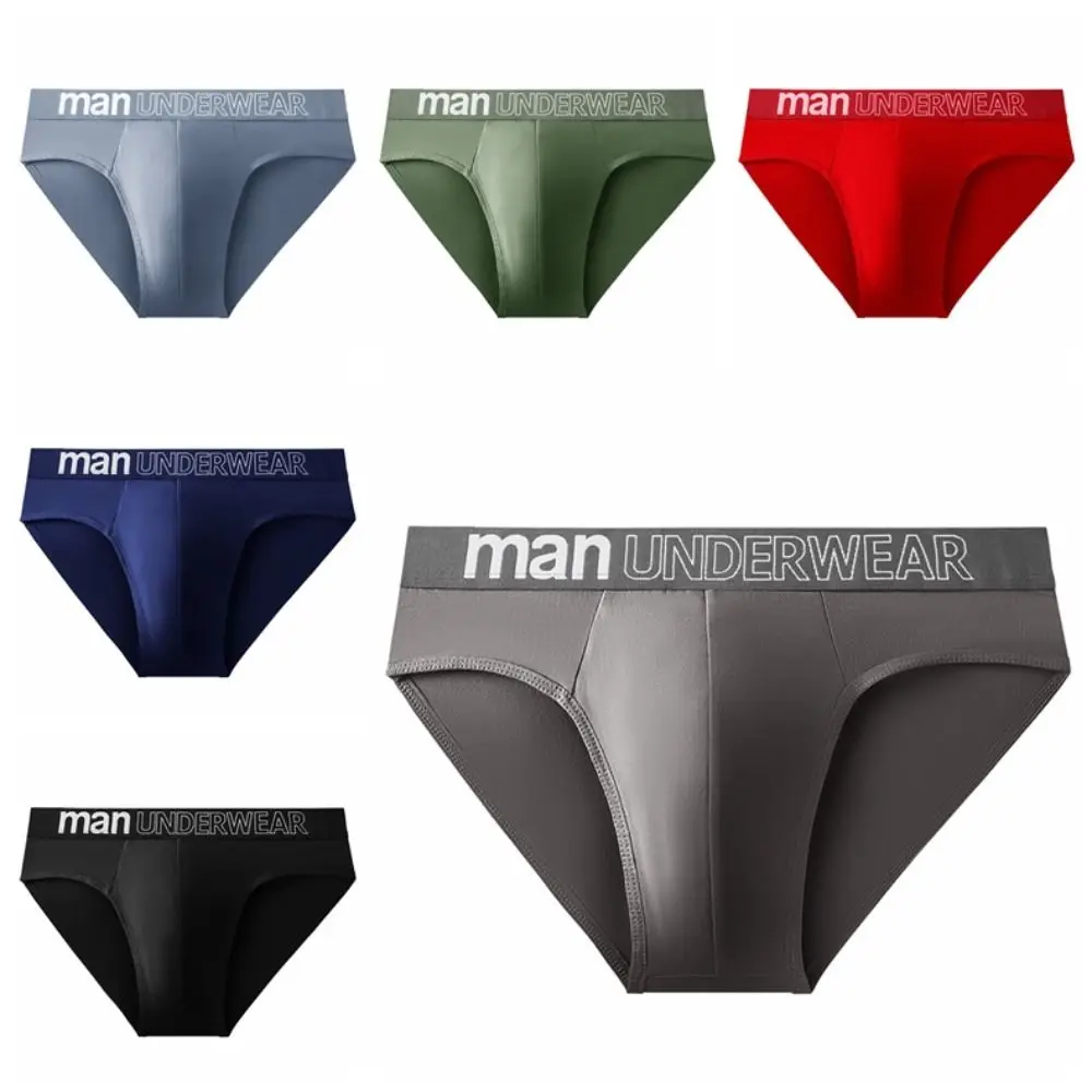 5PCS Simple Low Waist Men Thin Panties Briefs Male Lingerie Men's Underwear Elastic Letter Underpants Gifts