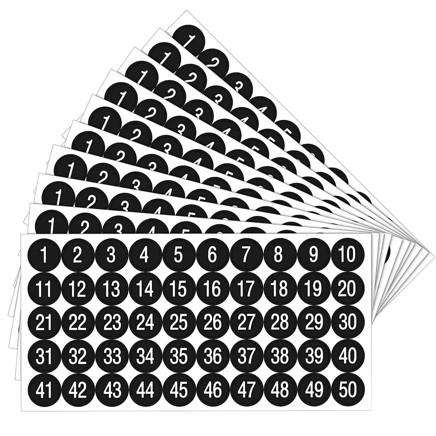 20 Stuks 1 Tot 50 Aantal Stickers Opeenvolgende Nummer Stickers 1Inch Zelfklevende Sticker Voor Inventaris Opslag Classificatie