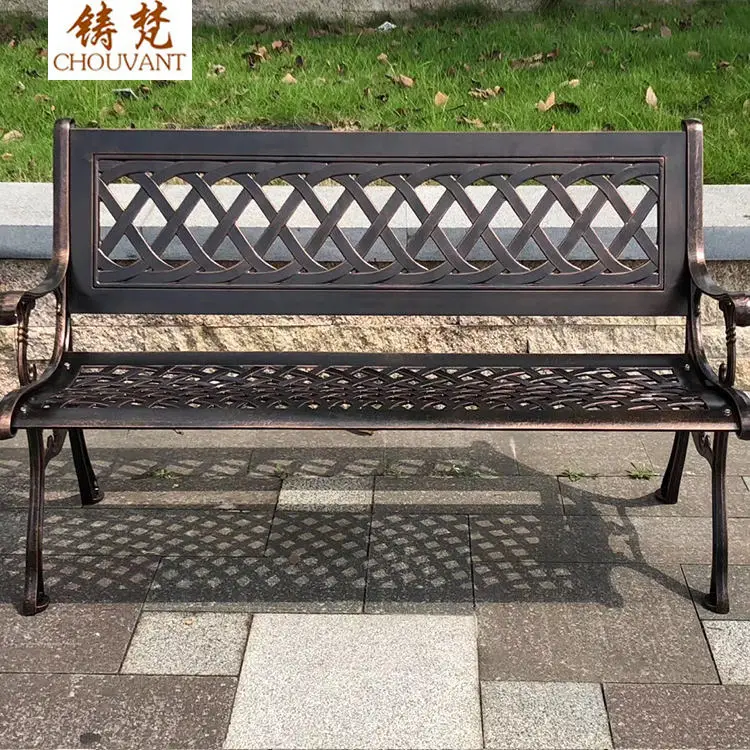 Modern style outdoor park bench cast aluminum bench leg patio metal seating bench for parks