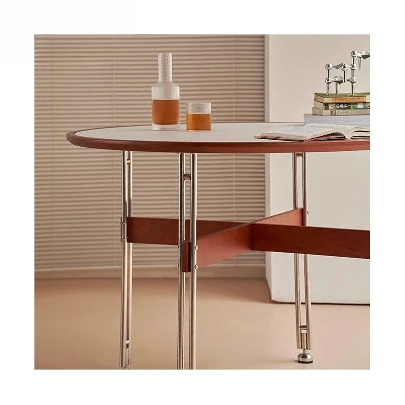 High-end round table simple retro cherry swatch dining table small apartment dining table medieval