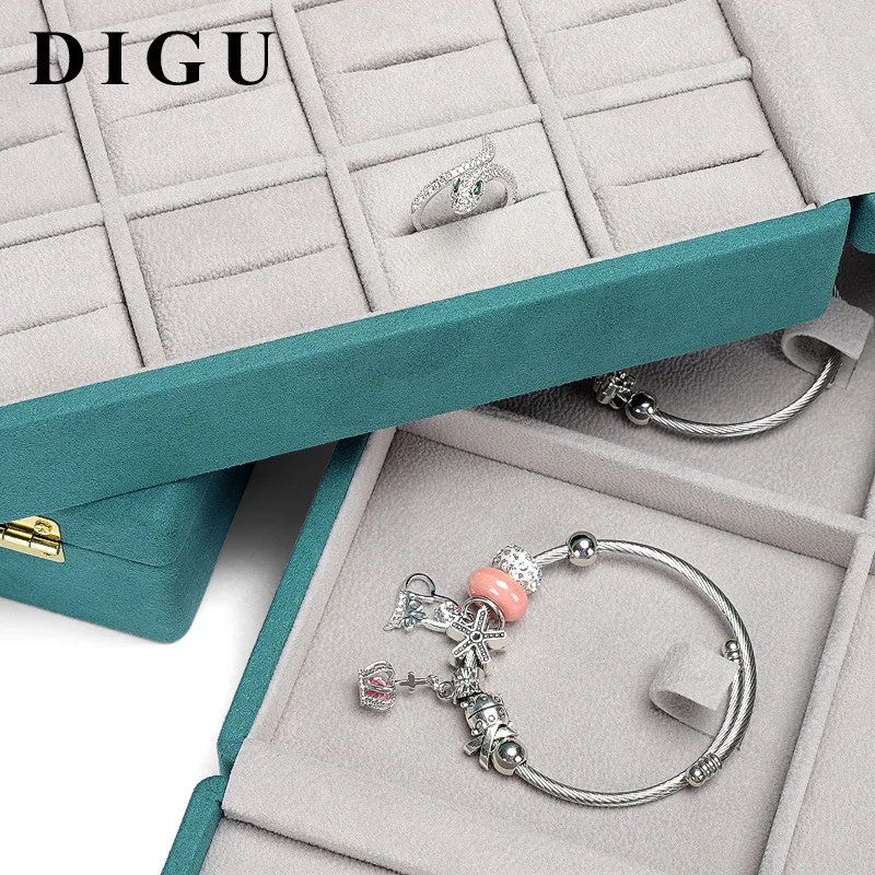 Super fiber double open face metal buckle jewelry tray ring necklace bracelet Jewelry viewing tray jewelry storage box