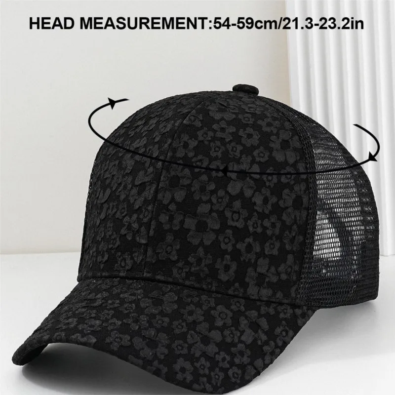 Women's printed lace baseball cap with unique hollowed-out flowers versatile for daily use and outdoor