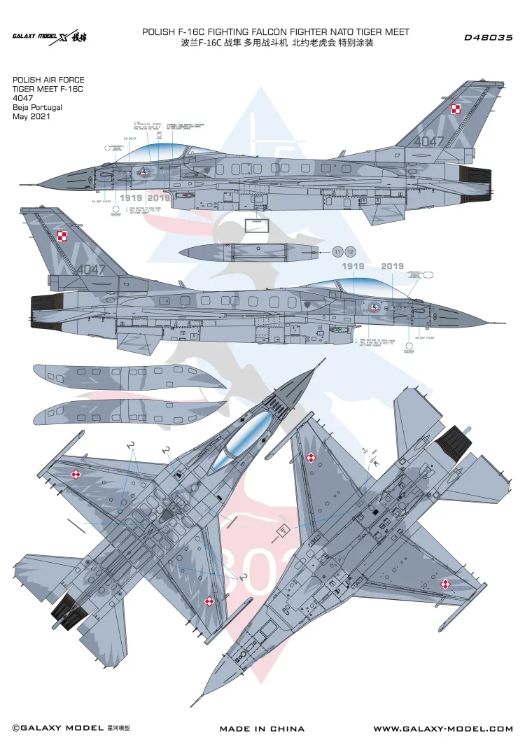 Galaxy D48035 POLISH F-16C FIGHTING FALCON FIGHTER NATO TIGER MEET MASK&DECALS FOR THE TAMIYA  61101 SCALE 1/48 KIT
