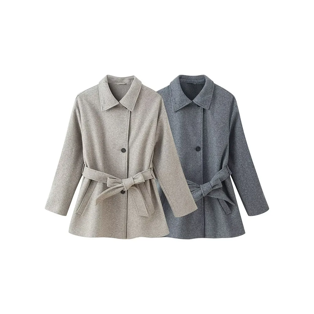 

Autumn new women's clothing design sense fashionable and versatile double-layer collar soft coat jacket