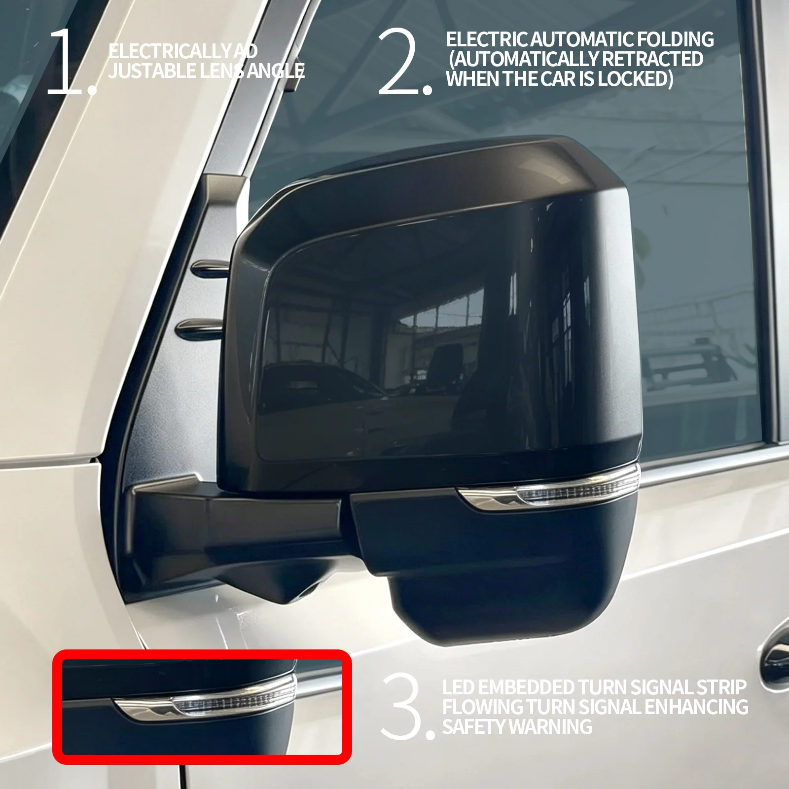 For Toyota Land Cruiser FJ 2026 Rearview Mirror Assembly with LED Turn Signal Dual Reflective Mirror Replacement Modified Parts