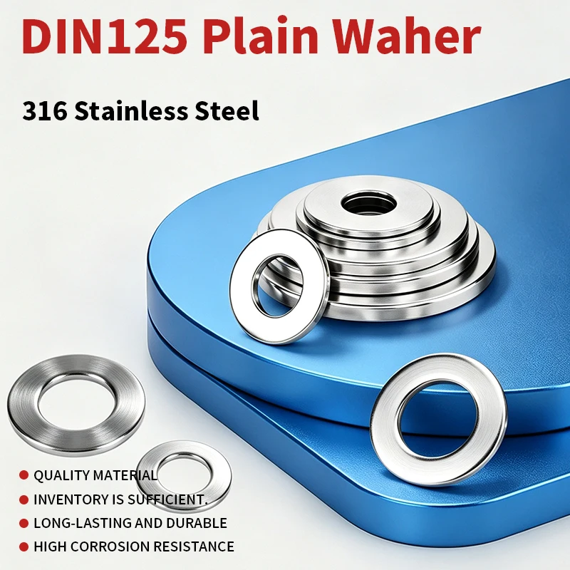 DIN125 316 Stainless Steel Plain Spacer Washers Bolt Screw Hardware M2 M2.5 M3 M4 M5 M6 M8 M10 M12 M14 M16 M18 M20 M22 M24M27M30