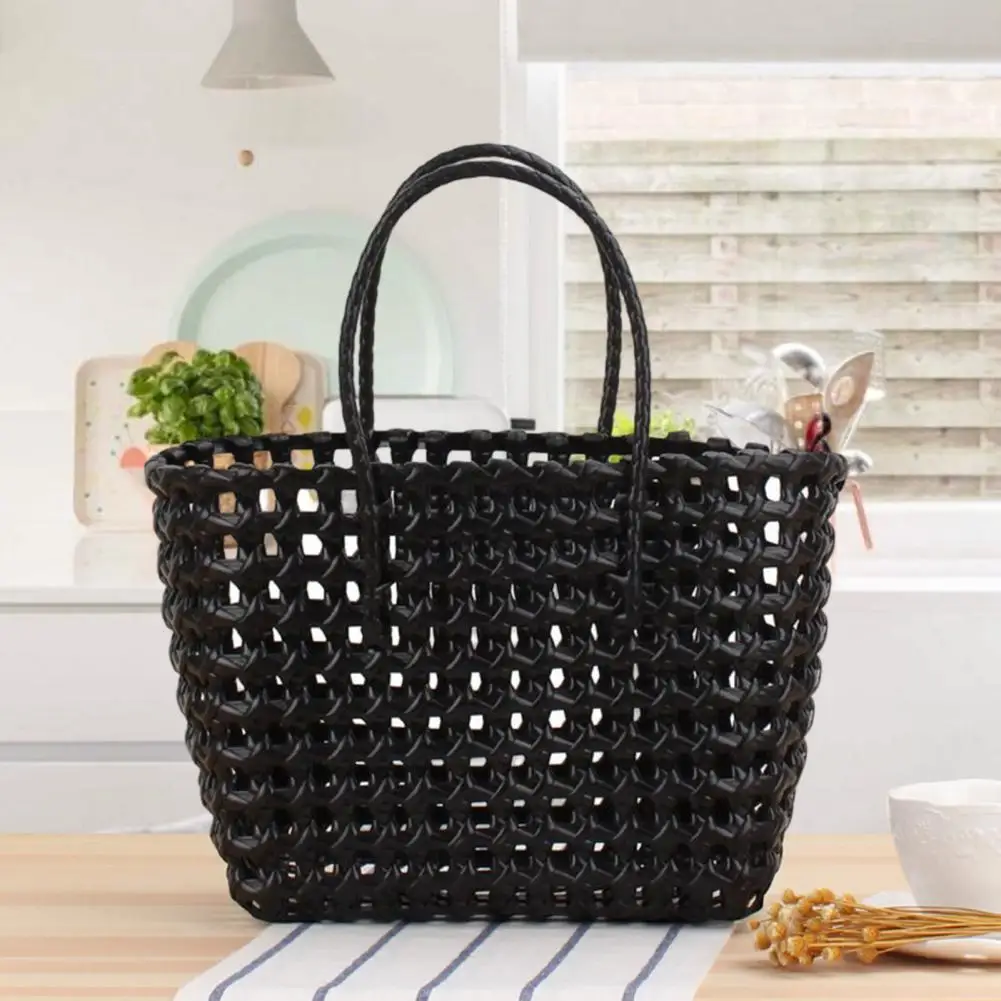 Convenient Women Handbag  with Holes Breathable Food Basket  Portable Handmade Tote Bag