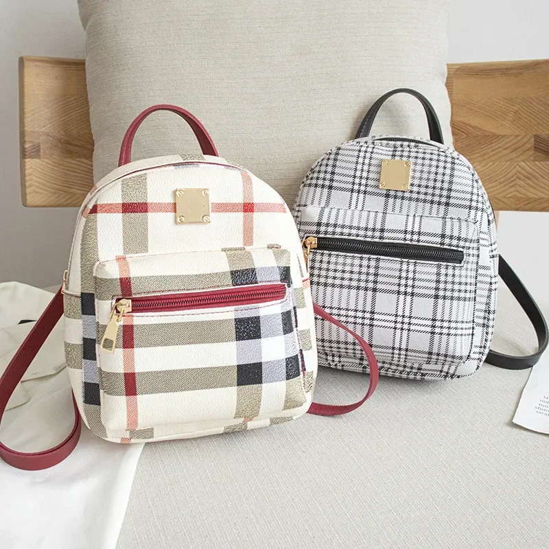 Mini PU Schoolbag Multifunctional Leisure Checkered Shoulder Bags Japanese Student Single Shoulder Bags for Women