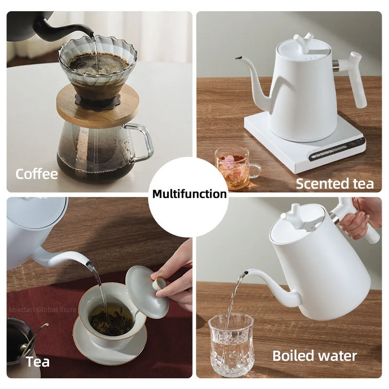 1000ml Gooseneck Electric Kettle Hand Brewing Coffee Pot Smart Temperature Control Teapot Slender Mouth Pot Boil Water Jug 220V