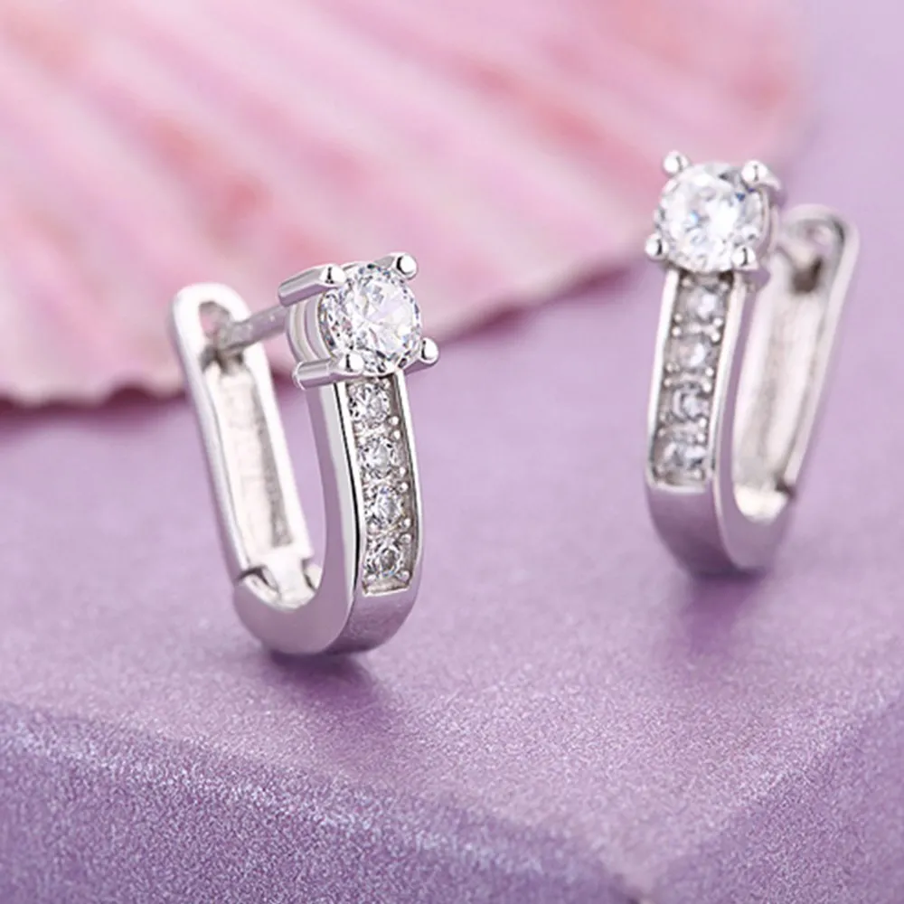 CHSHINE 925 sterling silver new women\'s fashion high quality jewelry crystal zirconia four-prong earrings
