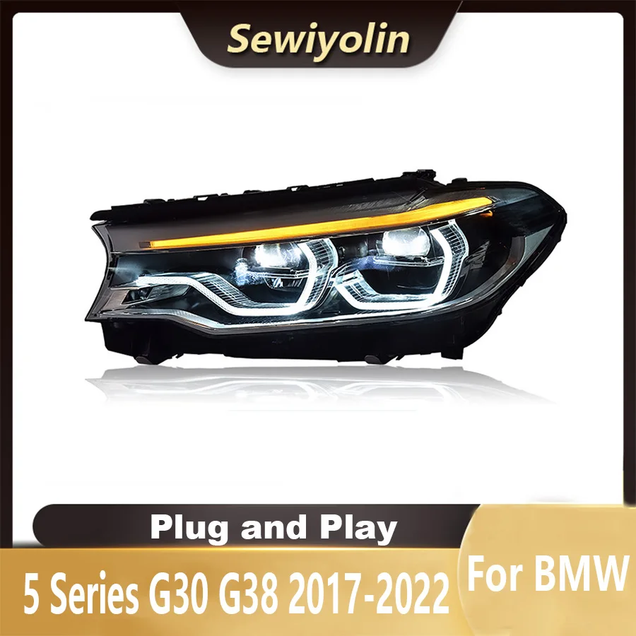 For BMW G30 G38 2017-2021 5 Series Headlight Auto Head lamp Reverse Brake Fog Front lights DRL Plug and Play IP67 2pcs/Set