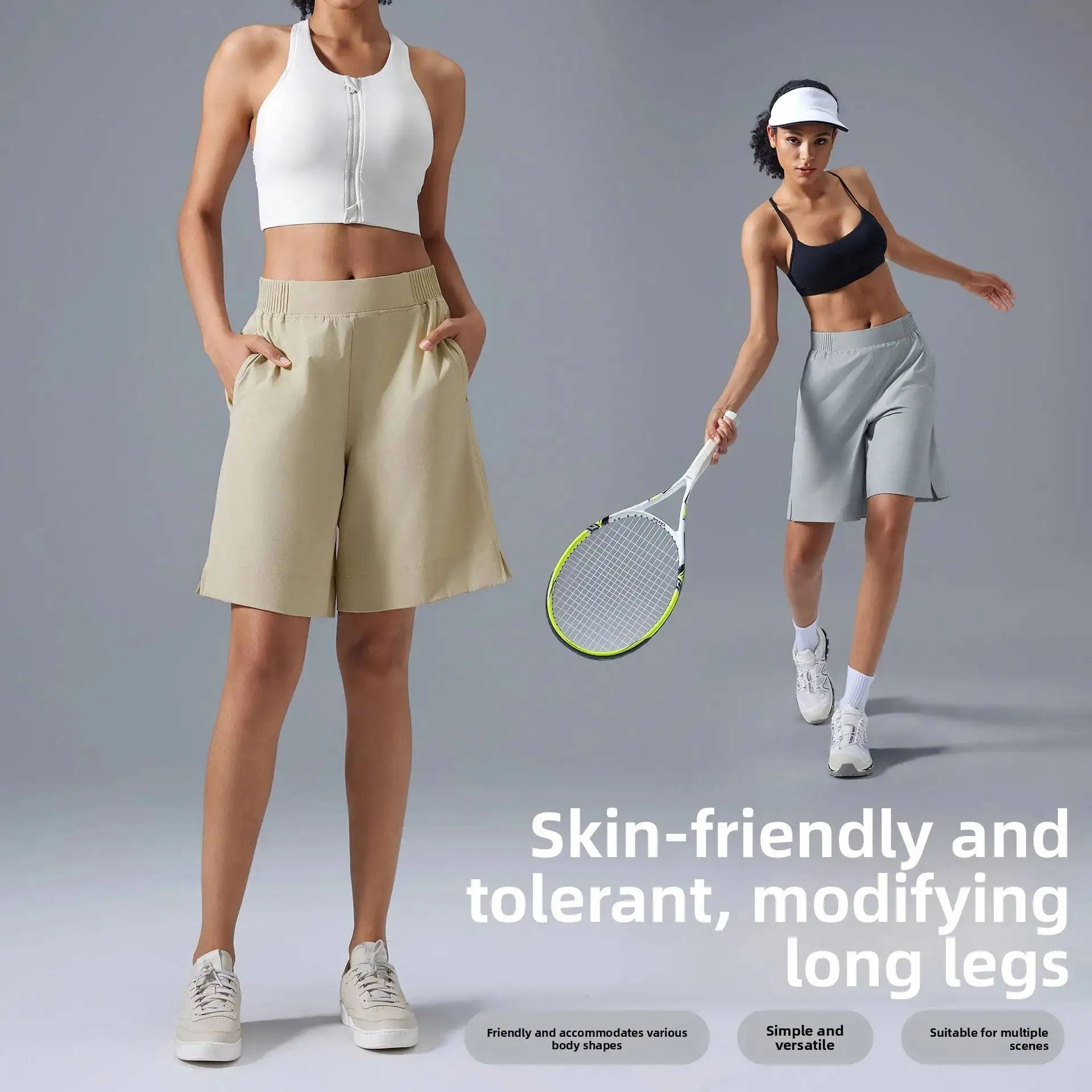 

Свободные широкие спортивные шорты с высокой талией для женщин S, повседневные универсальные шорты Fiess средней длины, быстросохнущие дышащие шорты