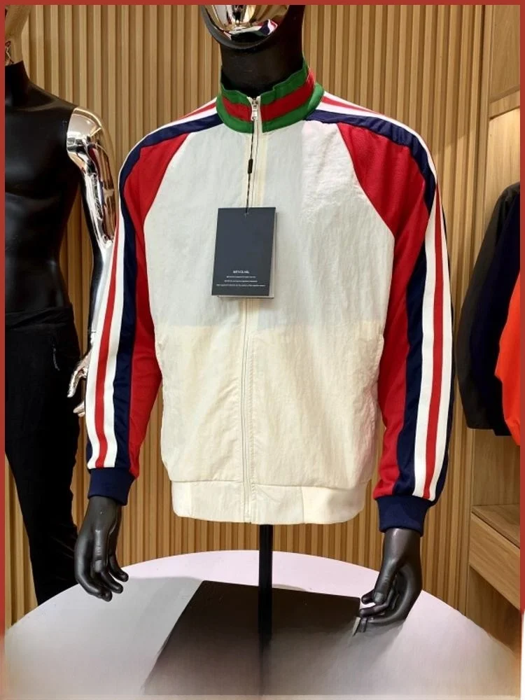 

Outdoor Resistant Water Spring Autumn Color Knitted Loose Casual Stand Collar Jaet Men Line Breathable Polyester