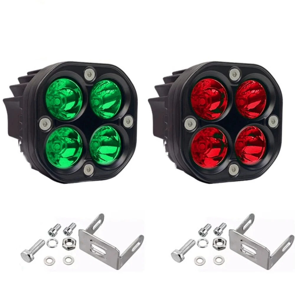 

3-дюймовый квадратный светодиодный рабочий фонарь 12 В 24 В 40 Вт, красный, зеленый, прожектор для противотуманных фар для 4x4 внедорожного автомобиля, грузовика, модернизация фар автомобиля