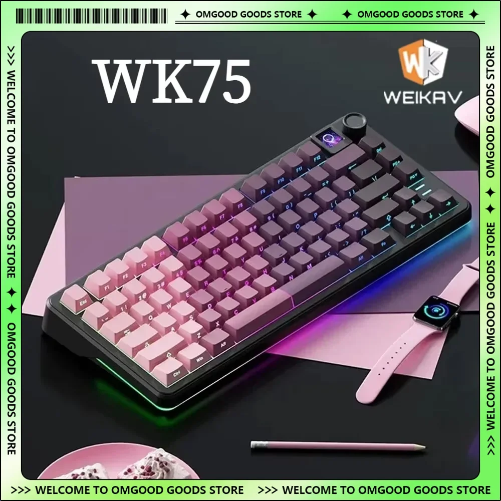 Weikav WK75 RGB Mechanical Keyboard with Hot-Swap Wireless Tri-Mode Customization Perfect Gaming E-sports PC Accessory Gift