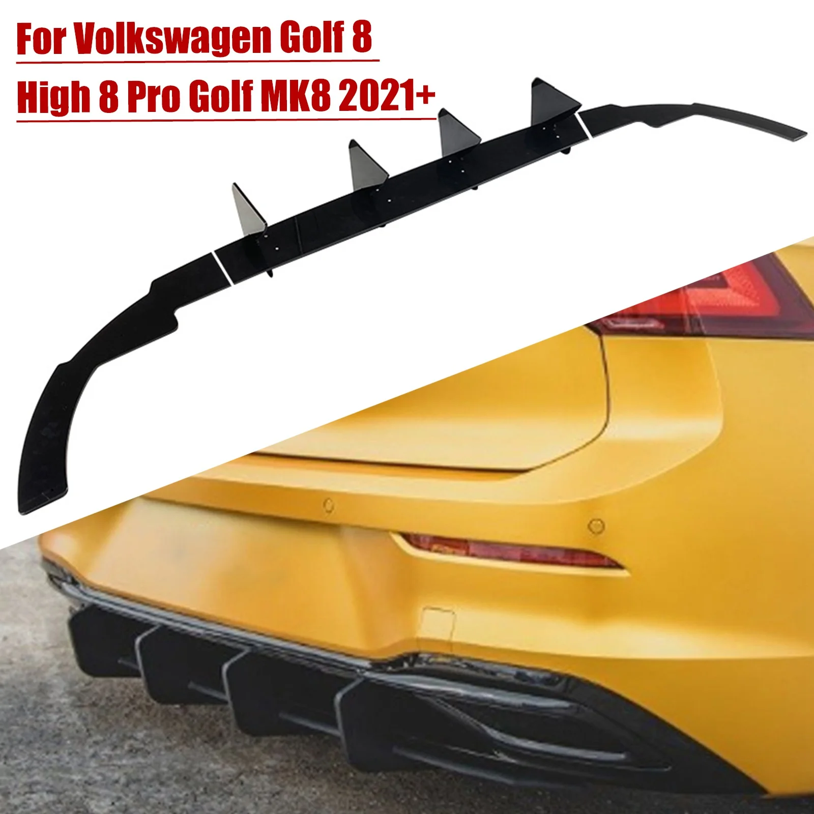 

For Golf 8 MK VIII Pro 2021+ Car Rear Bumper Lower Lip Diffuser Spoiler Protector Of Car(Auto) Accessories Bodykits Trim