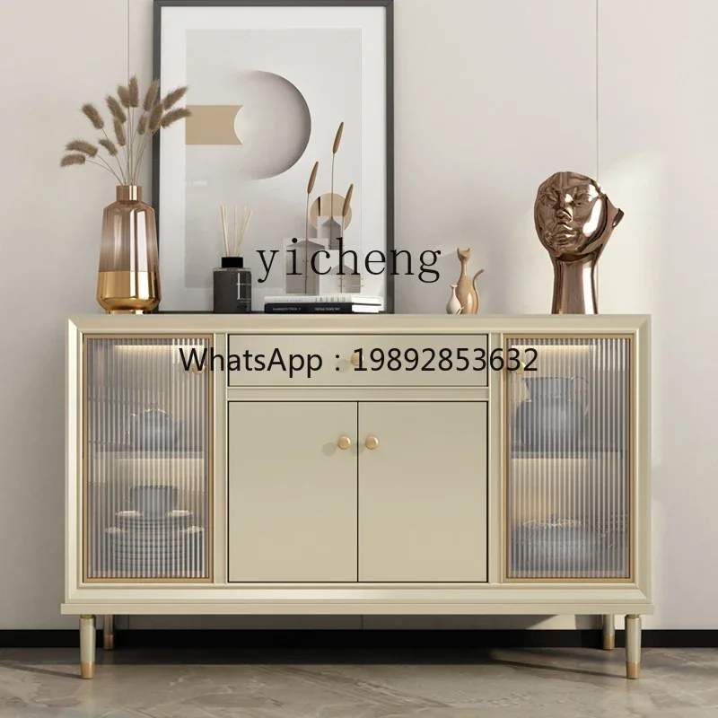 

American light luxury solid wood dining side cabinet integrated modern simple kitchen tea cabinet storage locker