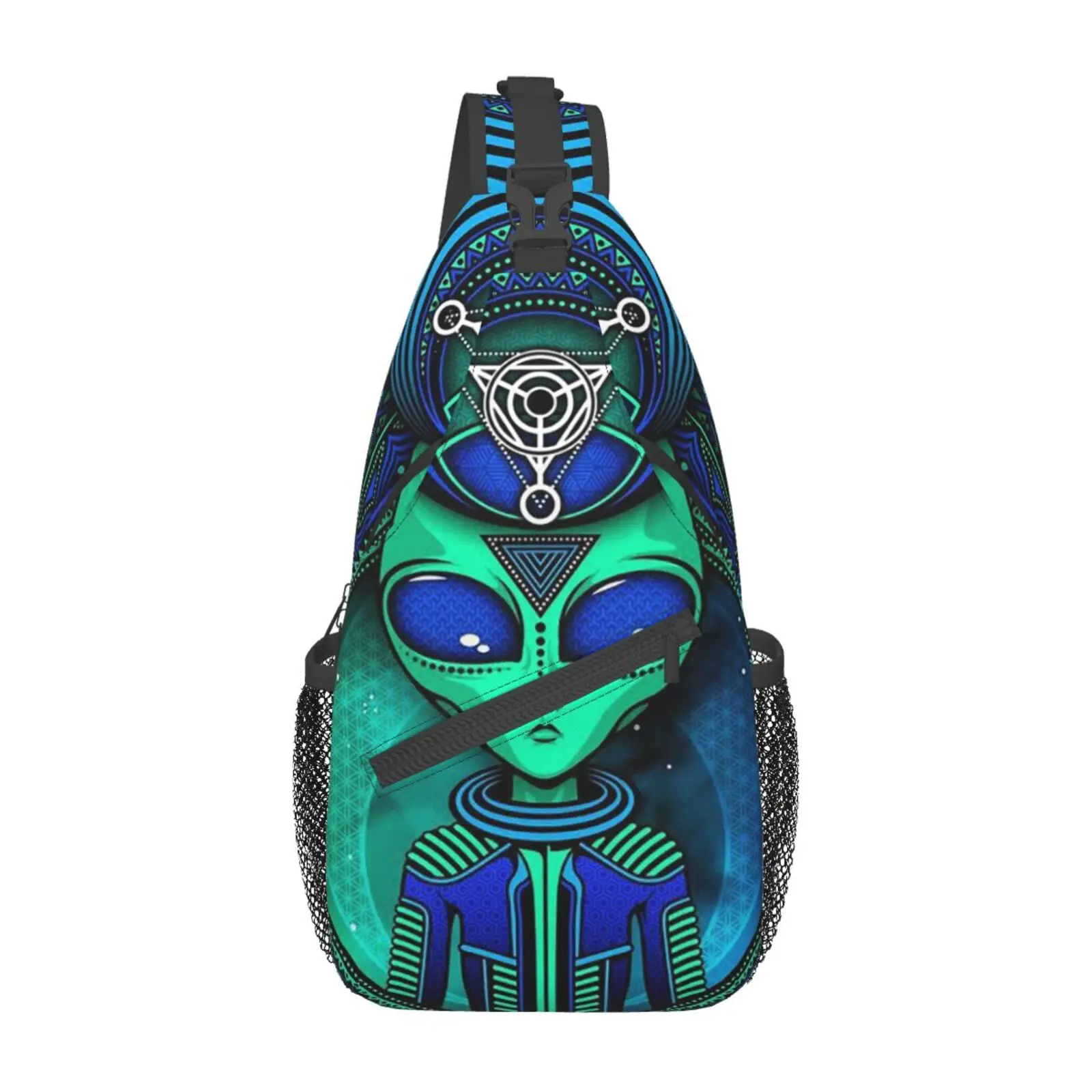 UFO Cool Alien and Triangle In Lotus mochila cruzada Unisex para jóvenes adultos, bolsa de pecho para senderismo, bolsa de gimnasio, bolsa de viaje