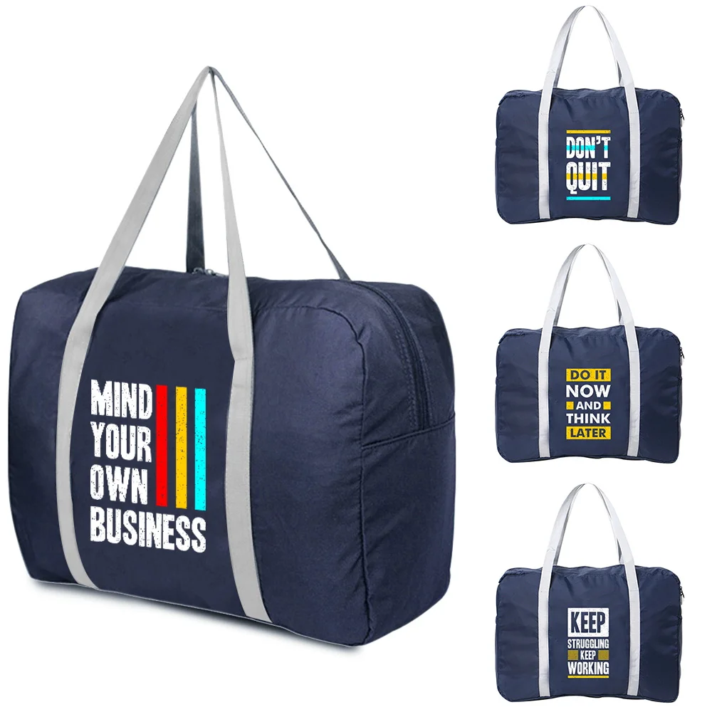Portable Multi-function Foldable Travel Bag Phrase Series Ultra Light Storage Unisex Large Capacity Trolley Luggage Storage Bag