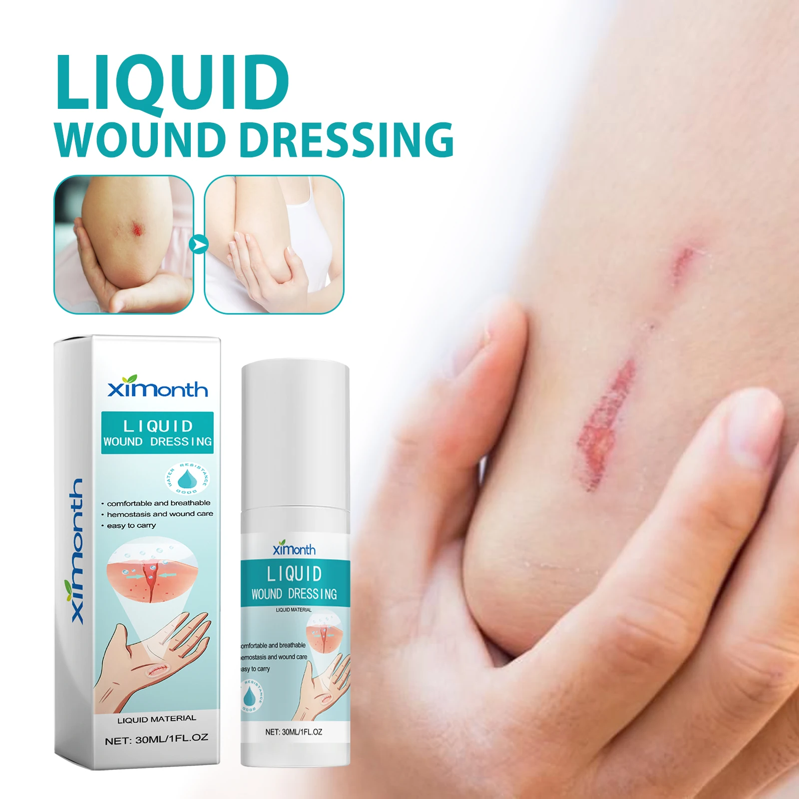 Waterproof Breathable Liquid Bandage Spray Liquid Suture Wound Isolation Scar Reduction Better Healing Wound Hemostatic Adhesive