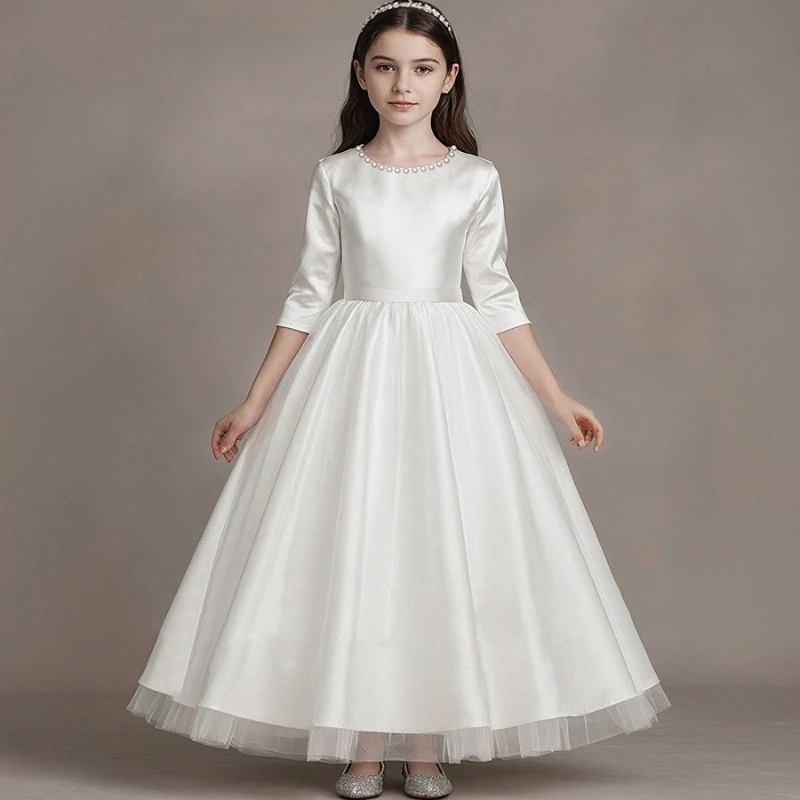 Fashion Kids Clothing Girls Princess Birthday Dress Pageant Host Children Flower Girl Formal Evening Gown for Piano Performance