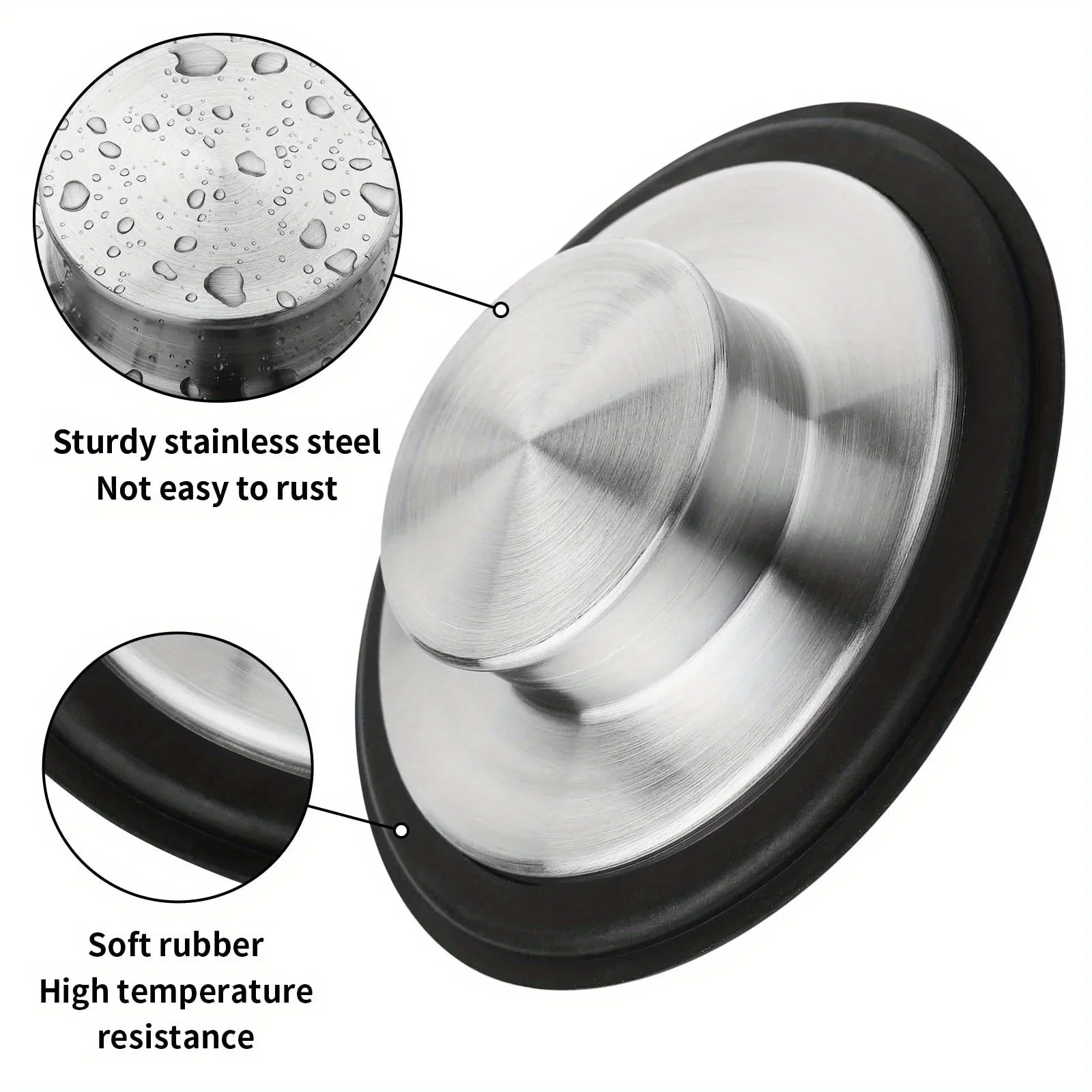 1 kitchen sink drain plug, garbage disposal plug, 3.34-inch sink plug, stainless steel kitchen sink drain cover, suitable for st