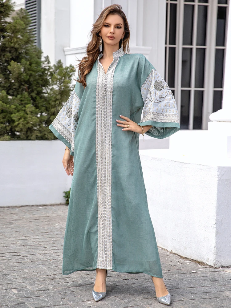 Eid Muslim Party Dress for Women Jalabiya Abaya Ramadan Long Dresses Abayas Woman Embroidery Kimono Robe Caftan Vestidos 2024