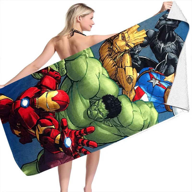 Spider Man Iron Man Beach Towel Microfiber Double-Faced Velvet Beach Towel Swimming Bath Towel Variety Square Towel Beach Towel