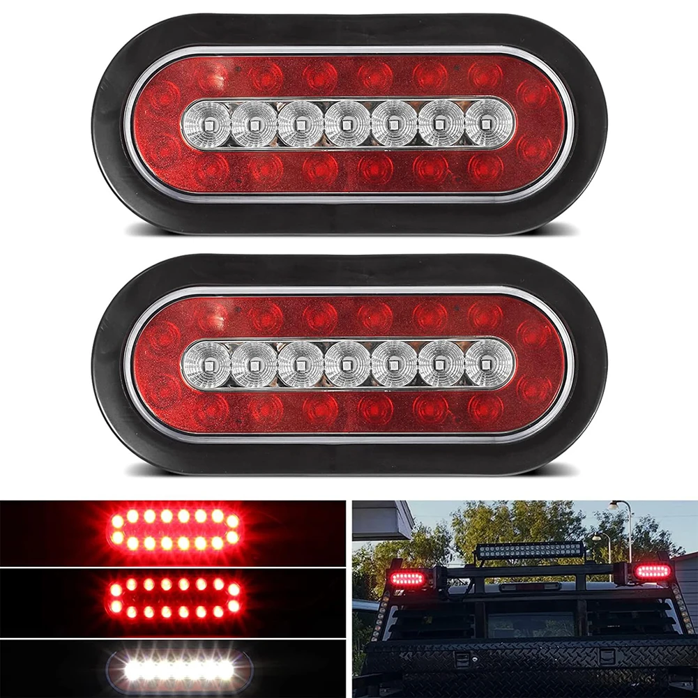

2Pcs 6.3 Inch 23LED Rear Warning Tail Light 10-30V Oval Truck Trailer Brake Signal Marker Indicators Light Replacement