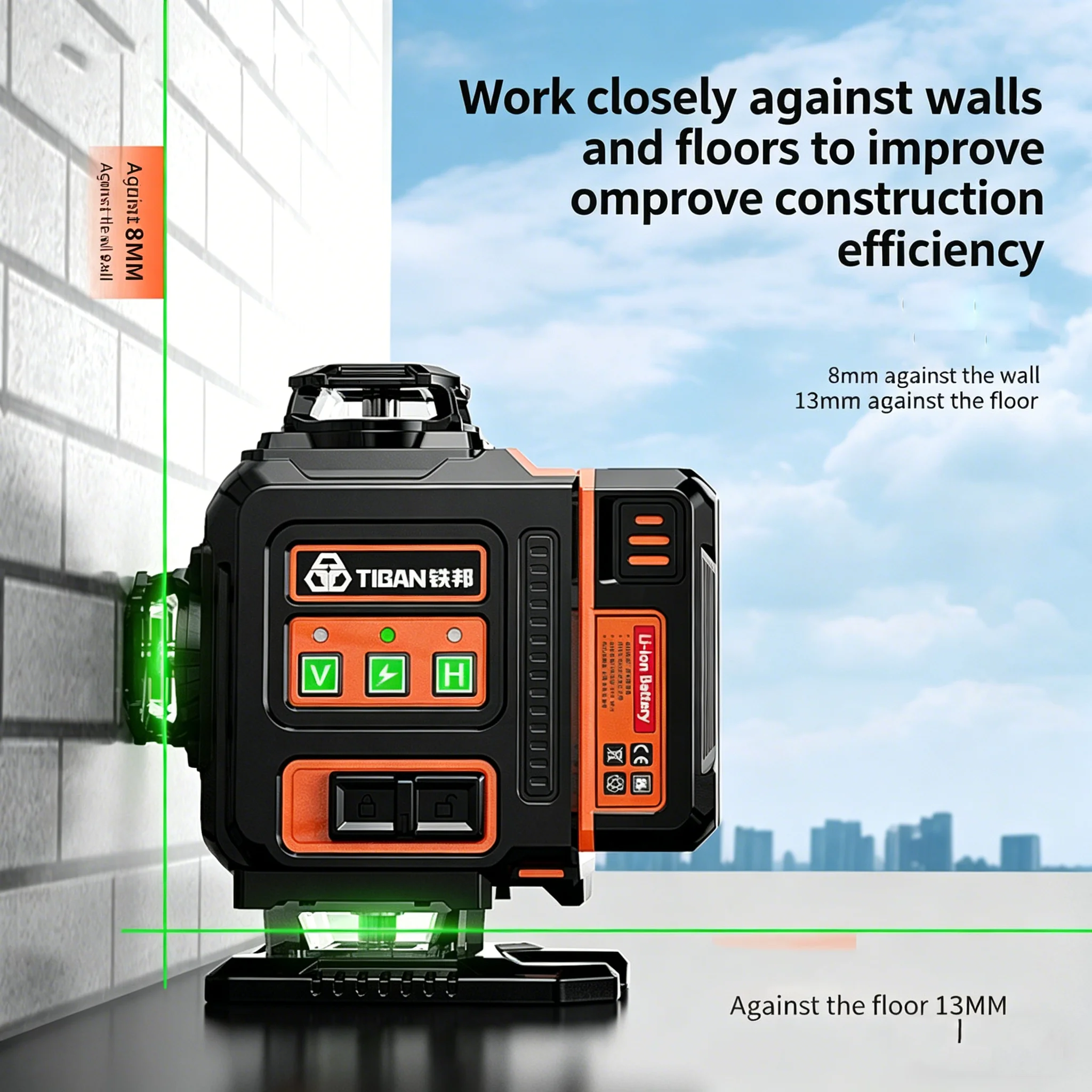Laser Level 16 Lines 4D Green - 高精度TB-7199-3レーザー 12ライン3D/16ライン4Dレーザーレベル ティバン電子壁測定器 グリーンレーザーレベリング
