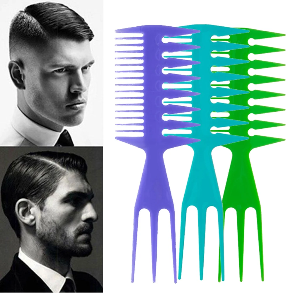 3pcs Men Styling Hair Brush Retro Oil Head Wide Tooth Combs Big Teeth Double Side Tooth Combs Newest Fish Bone Shape Hair Brush